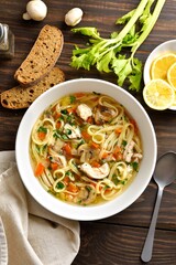 Chicken noodle soup with vegetables