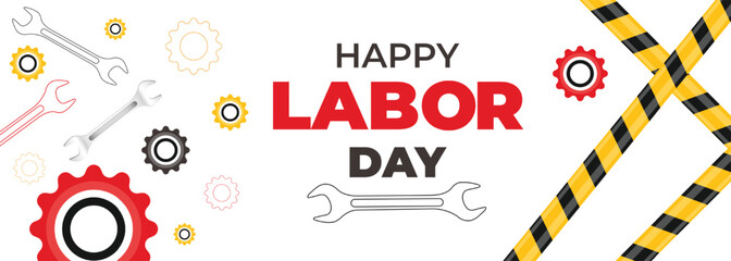 Obraz premium International Labor Day Web Banner Poster Template. Celebrate Labour Day, May 1st, with a Bold Abstract Design Honoring Workers, Dedication, and Hard Work
