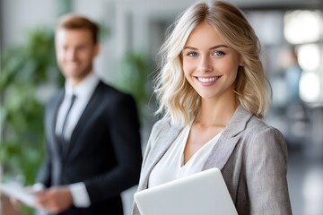 Obraz premium confident female professional with blonde hair 