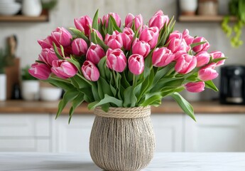 Fototapeta premium pink tulips in a vase