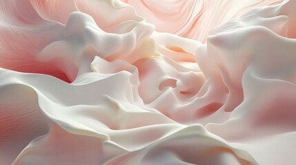 Abstract swirls of soft, pale pink and white textures.