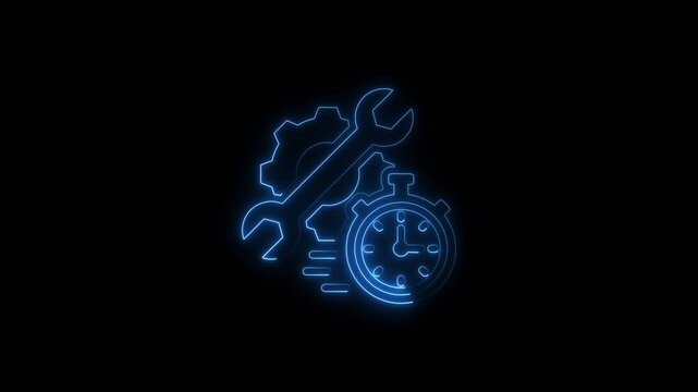 Glowing neon repair time isolated on black background. HD Video motion graphic animation