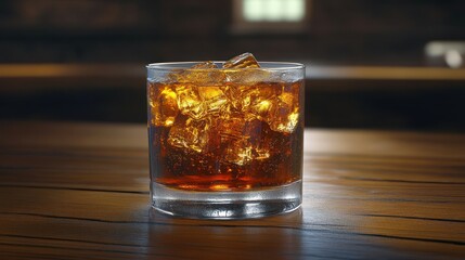 Whiskey glass with ice