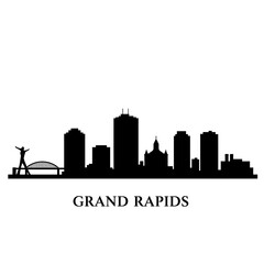 Fototapeta premium Grand Rapids Skyline Silhouette with Michigan.