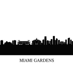 Miami Gardens Skyline Black Silhouette.