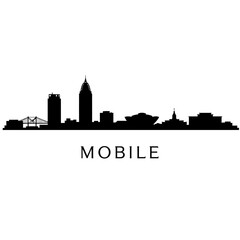 Fototapeta premium Mobile with Alabama Skyline Cityscape Silhouette.