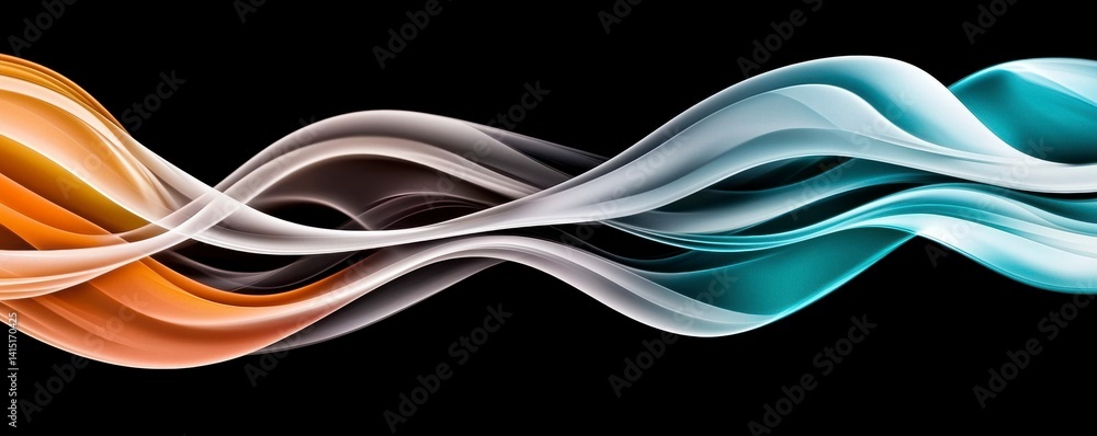 Aufkleber dynamic flow of colorful waves abstract art digital design dark background creative perspective
