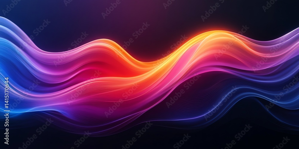 Poster vibrant red blue and orange waves flow smoothly across a dark background great for website headers o