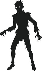Undead Monster in Flat Silhouette