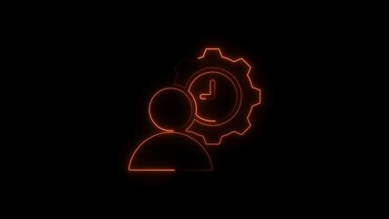 Glowing neon time-management  isolated on black background. HD Video motion graphic animation