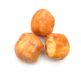 Group of glazed donuts on white background
