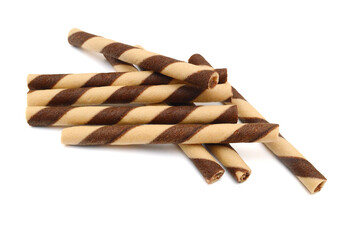 Waffle rolls isolated on white background