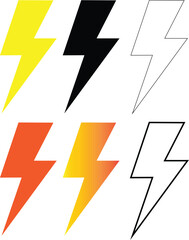 lightning icons set, Lightning bolt expertise flat icon for apps and websites