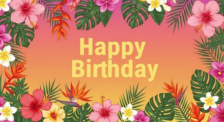 Obraz premium Pastel Floral Birthday Greeting Illustration