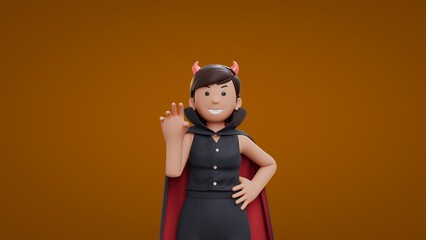 3D Cartoon dracula girls angry Halloween Celebration