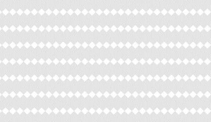 Seamless geometric pattern forming diamond shapes with gray lines on white background, creating optical illusion effect, ideal for backgrounds and textures