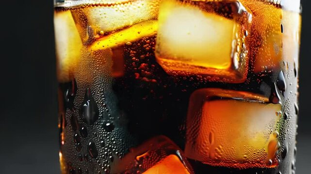 A dramatic splash as ice hits a dark beverage &ndash; clean and visually striking for commercial or lifestyle use.