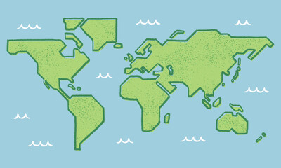 Vector hand drawn world map