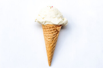 vanilla ice cream cone isolated on white background