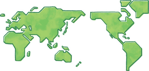 手描きの世界地図（ベクター）