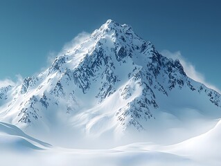 Obraz premium Majestic snowy mountain peak against a clear blue sky