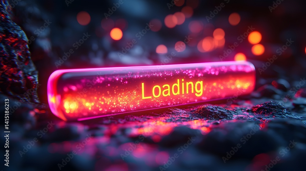 Poster futuristic neon loading progress bar