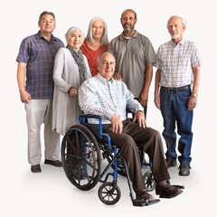 Diverse senior people, retirement home community