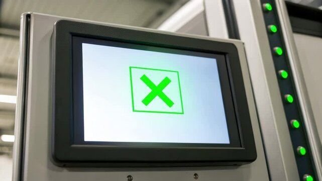 Screen Display Technology Error Prevention and Corrective Action Interface Illustrated with Clear Symbols and Messages
