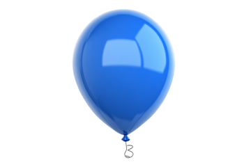 A single, vibrant blue balloon floats against a clean white background, symbolizing hope, joy, and the simple pleasures of childhood dreams, captured in crisp, clean detail.