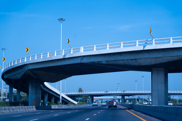 U-turn bridge in the afternoon on an out-of-town trip