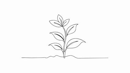 Fototapeta premium Continuous line vector of two hands supporting a growing plant, symbolizing agricultural care, sustainability, eco-friendly values, and environmental protection—ideal for organic farming or nature-the