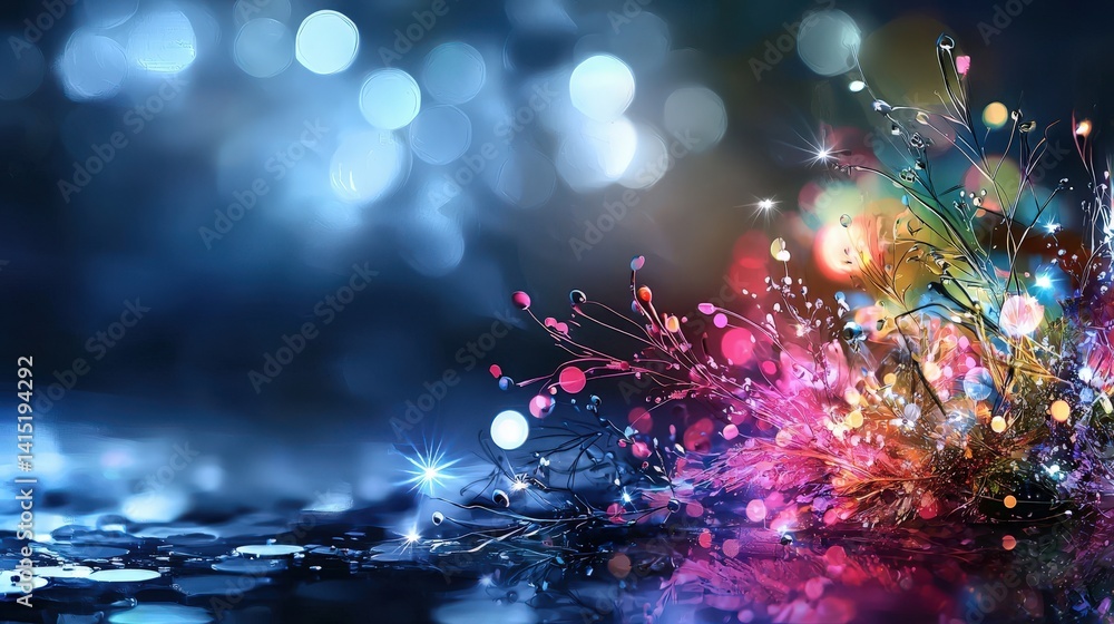 Poster vibrant nighttime light display abstract background digital art colorful environment close-up visual