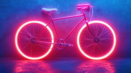 Fototapeta premium Neon bike studio backdrop cycling