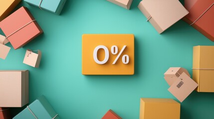 Colorful Gift Boxes Surrounding a Bright Yellow Discount Sign