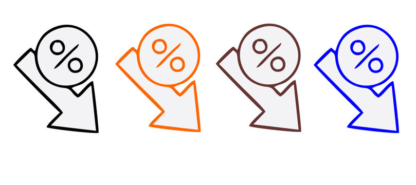 Percent arrow up and down icon. Isolated percentage increase and decrease symbols.