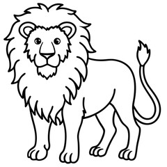Black Lion Line Art on White