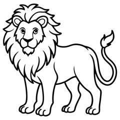 Black Lion Line Art on White