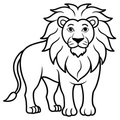 Black Lion Line Art on White