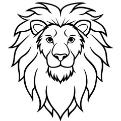 Black Lion Line Art on White