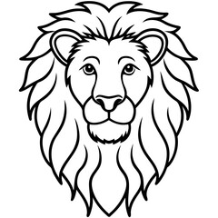 Black Lion Line Art on White