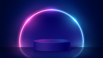 Abstract minimal scene. Minimal podium with soft material base. Soft podium stages and product showcase platform with covers and golden in round and square shape. 