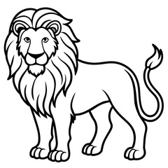 Black Lion Line Art on White