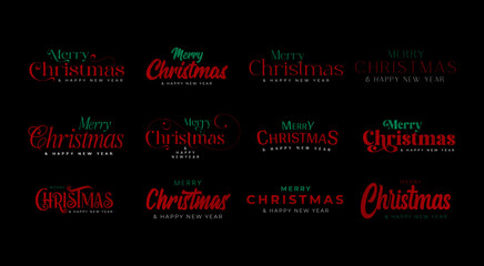 Merry christmas and Happy New Year. Lettering design card template. Vector Illustration. A simple Merry Christmas typography design.