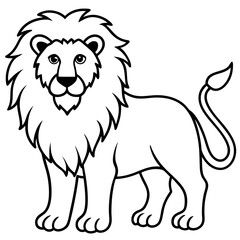 Black Lion Line Art on White
