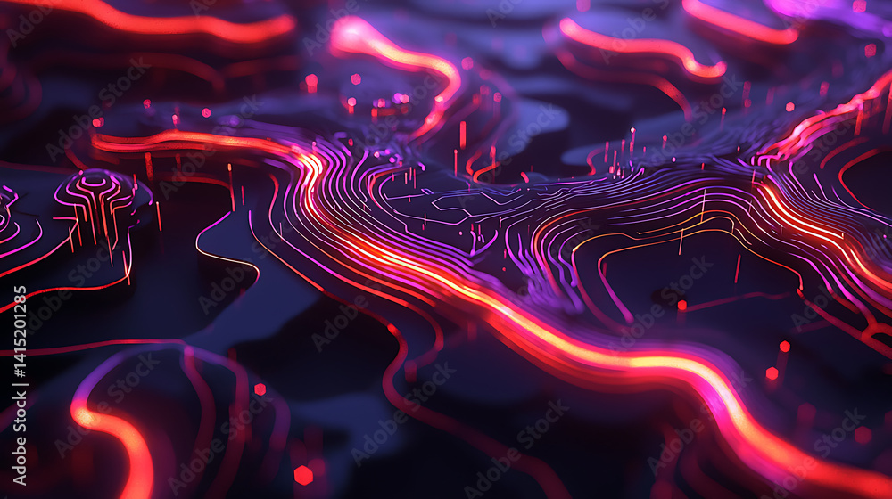 Aufkleber a computer generated image of a purple and red landscape with a red line