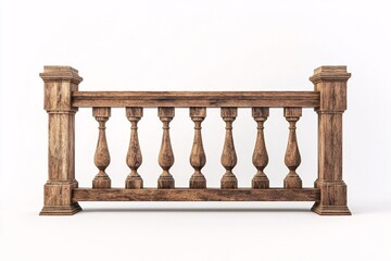 Classic Wooden Railing Design isolated on white background