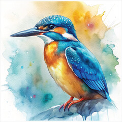 A striking kingfisher darting through the clear sky
