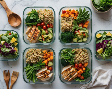 Meal prep perfection with colorful veggies and protein-rich chicken for healthy eating