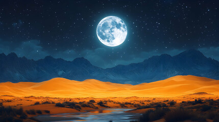 Desert moonlit night