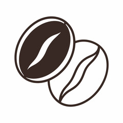 Coffee beans outline icon on white background